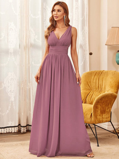 Elegant Dual V-Neck Maxi Dress for Evening Events