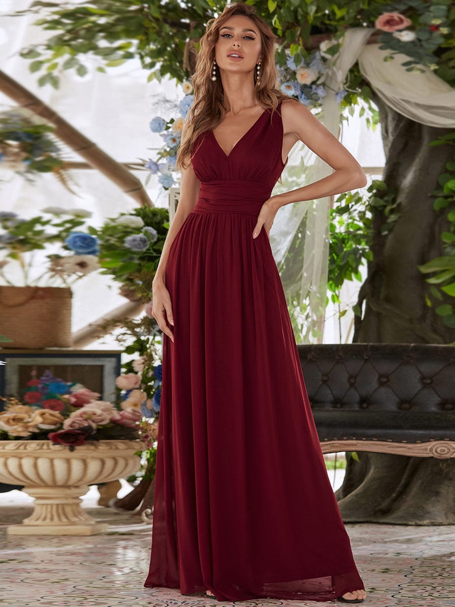 Elegant Dual V-Neck Maxi Dress for Evening Events