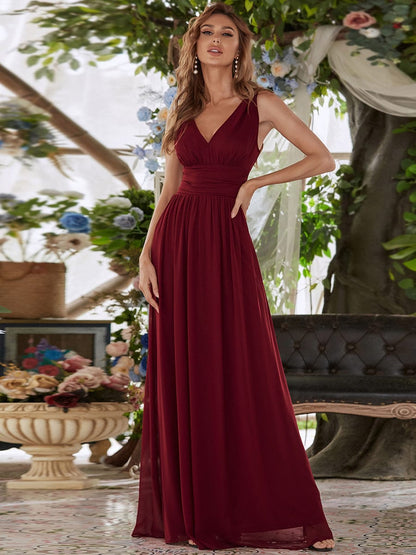 Elegant Dual V-Neck Maxi Dress for Evening Events