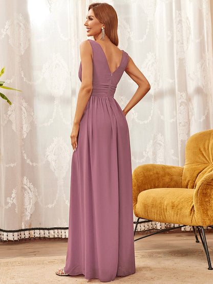 Elegant Dual V-Neck Maxi Dress for Evening Events