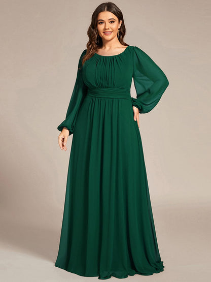 Elegant Empire Waist Chiffon Mother of the Bride Dress with Sheer Puff Sleeves
