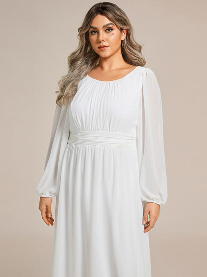 Elegant Empire Waist Chiffon Mother of the Bride Dress with Sheer Puff Sleeves