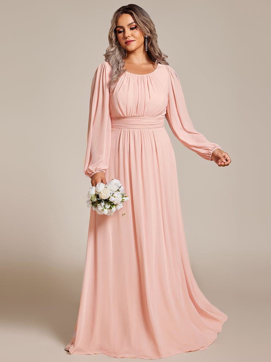 Elegant Empire Waist Chiffon Mother of the Bride Dress with Sheer Puff Sleeves
