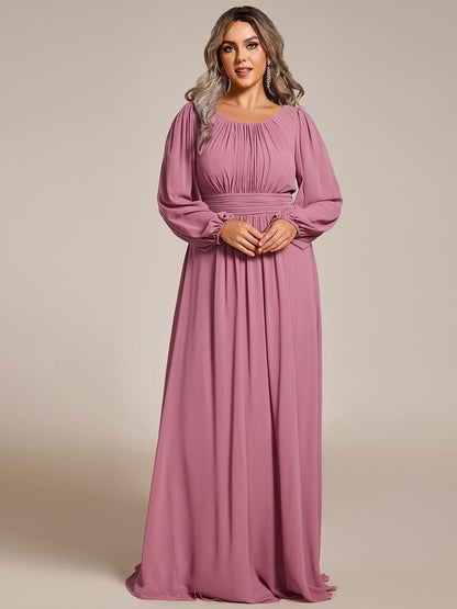 Elegant Empire Waist Chiffon Mother of the Bride Dress with Sheer Puff Sleeves