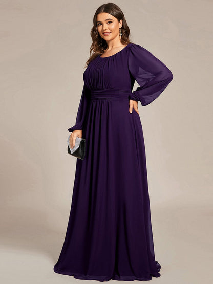 Elegant Empire Waist Chiffon Mother of the Bride Dress with Sheer Puff Sleeves