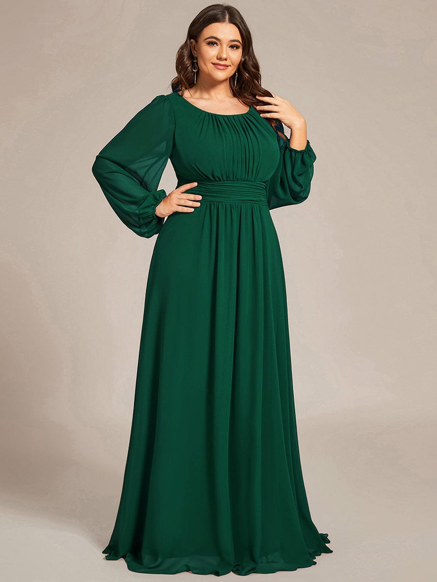 Elegant Empire Waist Chiffon Mother of the Bride Dress with Sheer Puff Sleeves