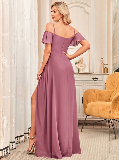 Elegant Flare Sleeve V-Neck Bridesmaid Gown