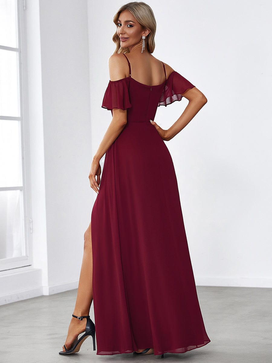 Elegant Flare Sleeve V-Neck Bridesmaid Gown