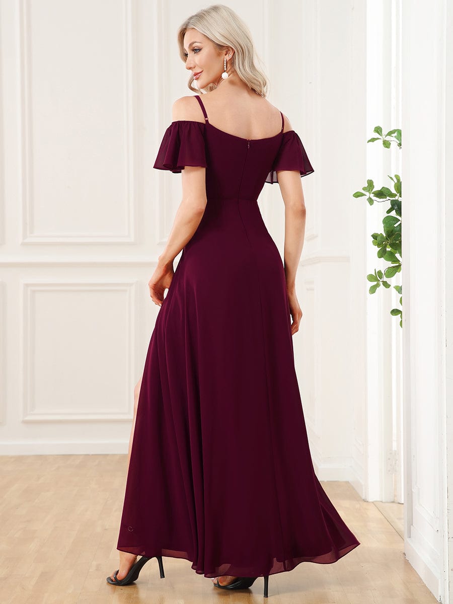 Elegant Flare Sleeve V-Neck Bridesmaid Gown