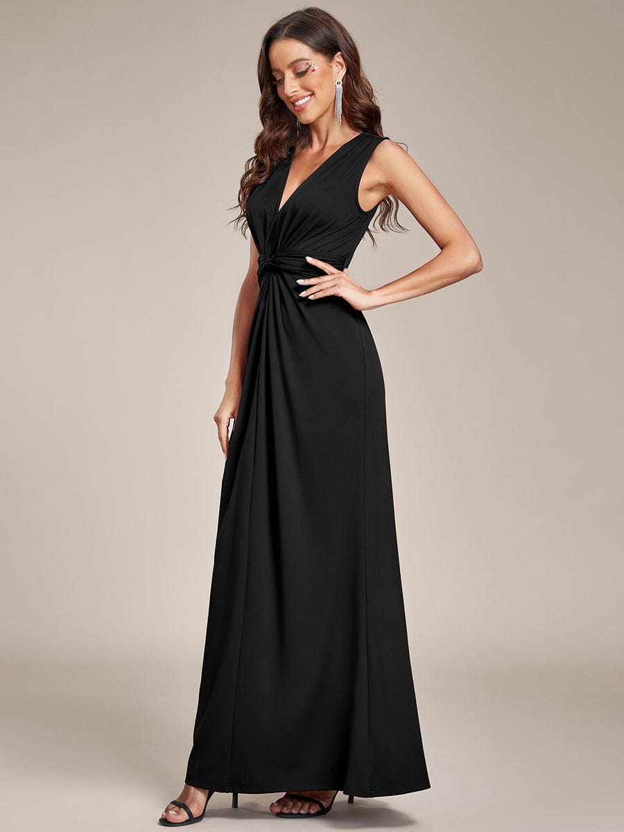 Elegant Floor-Length Pleated Evening Gown
