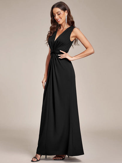 Elegant Floor-Length Pleated Evening Gown