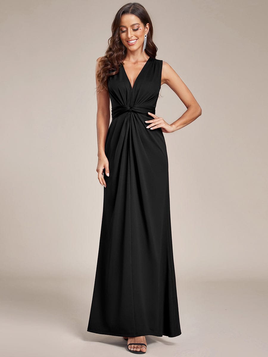 Elegant Floor-Length Pleated Evening Gown