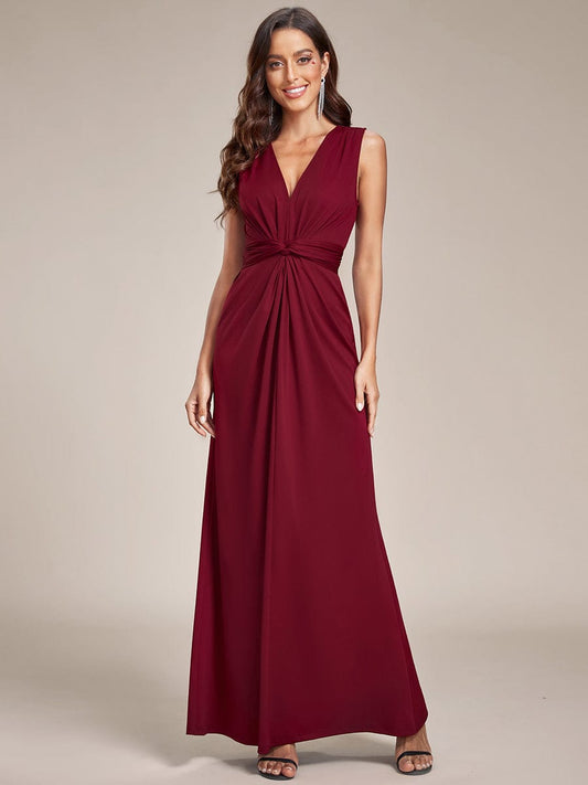 Elegant Floor-Length Pleated Evening Gown