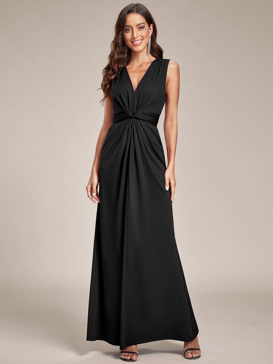 Elegant Floor-Length Pleated Evening Gown