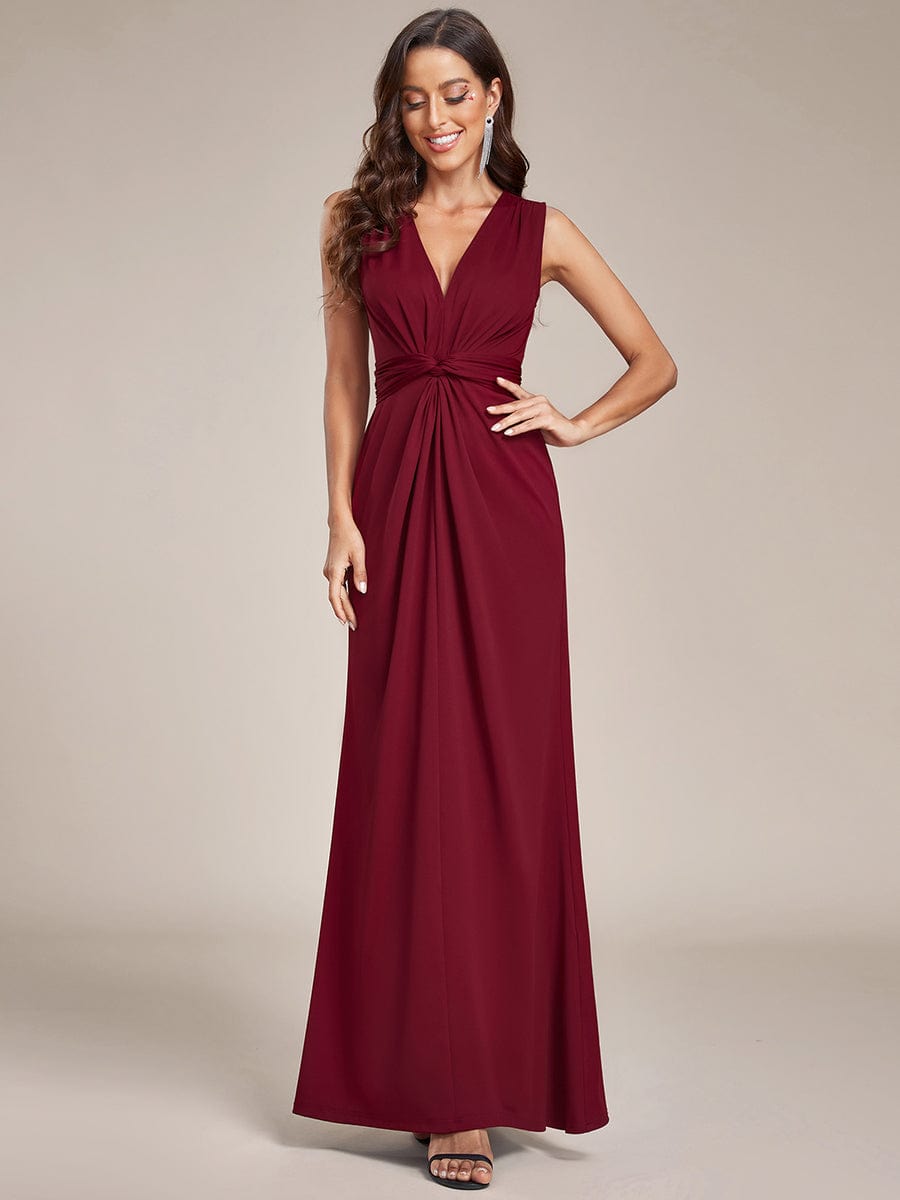 Elegant Floor-Length Pleated Evening Gown