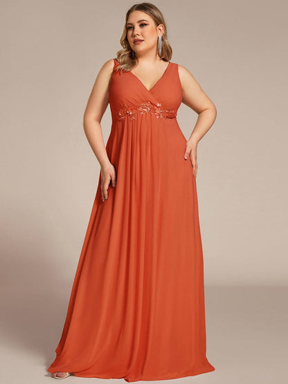 Elegant Floral Applique Chiffon A-Line Evening Dress for Plus Size Women