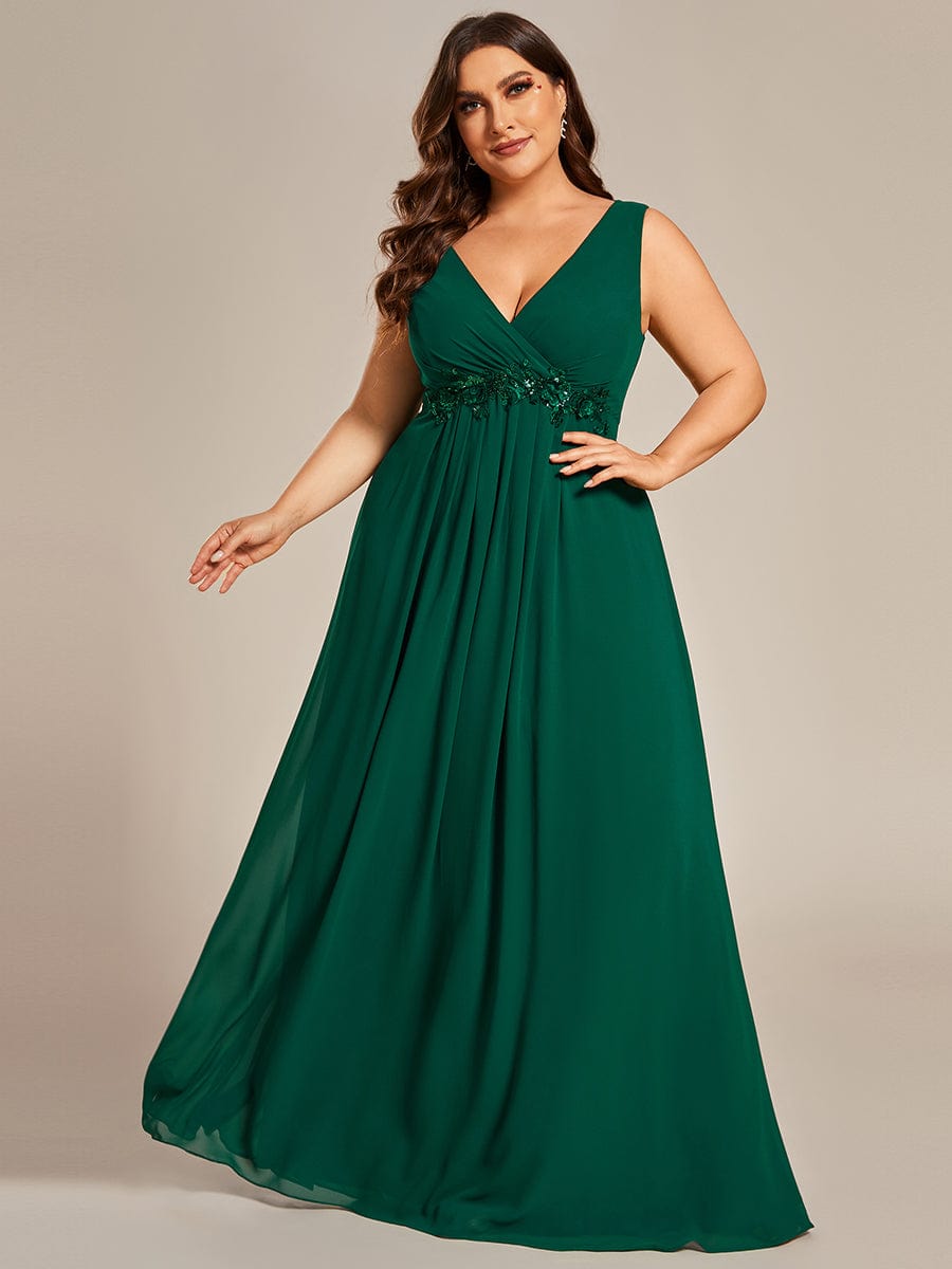 Elegant Floral Applique Chiffon A-Line Evening Dress for Plus Size Women