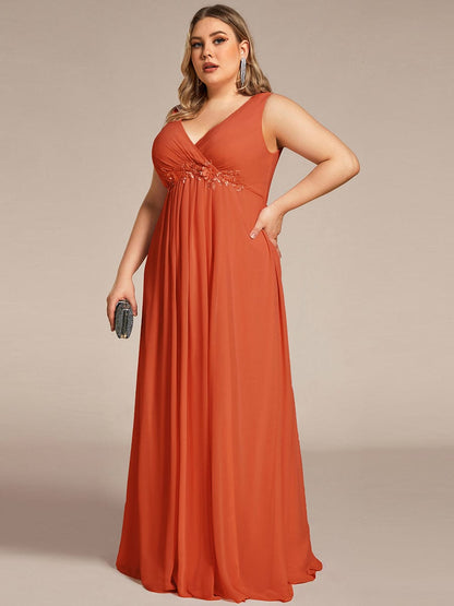 Elegant Floral Applique Chiffon A-Line Evening Dress for Plus Size Women