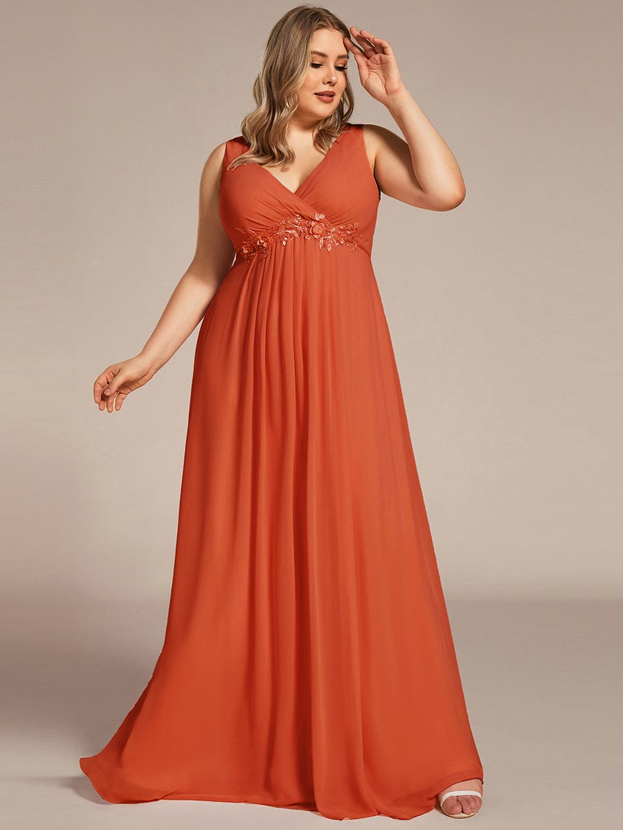 Elegant Floral Applique Chiffon A-Line Evening Dress for Plus Size Women