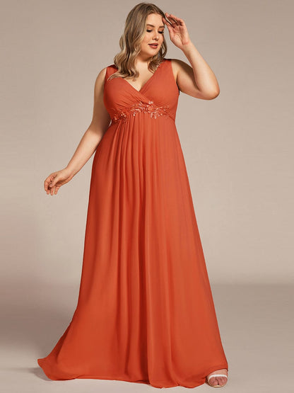 Elegant Floral Applique Chiffon A-Line Evening Dress for Plus Size Women