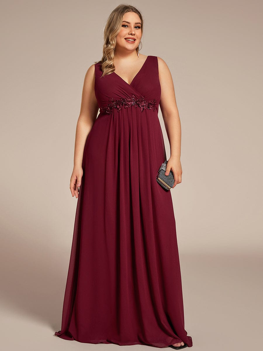 Elegant Floral Applique Chiffon A-Line Evening Dress for Plus Size Women