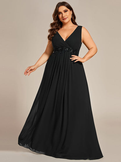 Elegant Floral Applique Chiffon A-Line Evening Dress for Plus Size Women