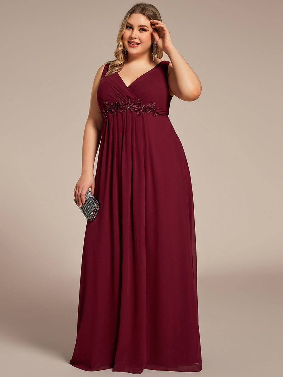 Elegant Floral Applique Chiffon A-Line Evening Dress for Plus Size Women