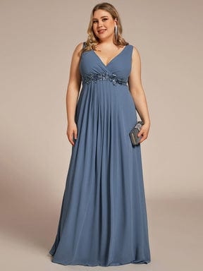 Elegant Floral Applique Sleeveless Chiffon Formal Gown
