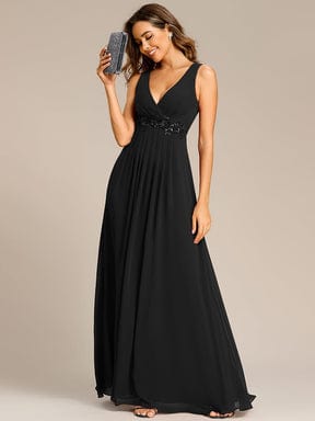 Elegant Floral Applique Sleeveless Chiffon Formal Gown