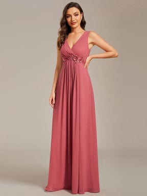 Elegant Floral Applique Sleeveless Chiffon Formal Gown