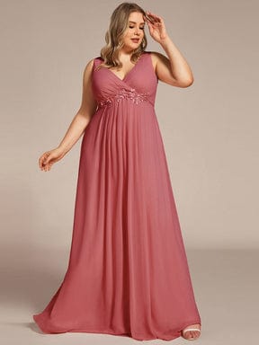 Elegant Floral Applique Sleeveless Chiffon Formal Gown