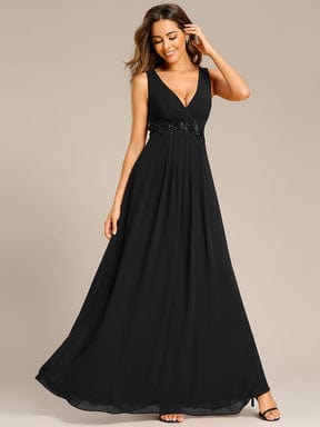 Elegant Floral Applique Sleeveless Chiffon Formal Gown