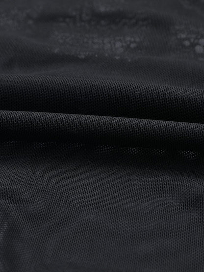 Elegant Floral Lace Bodysuit with V-Neck and Strappy Design