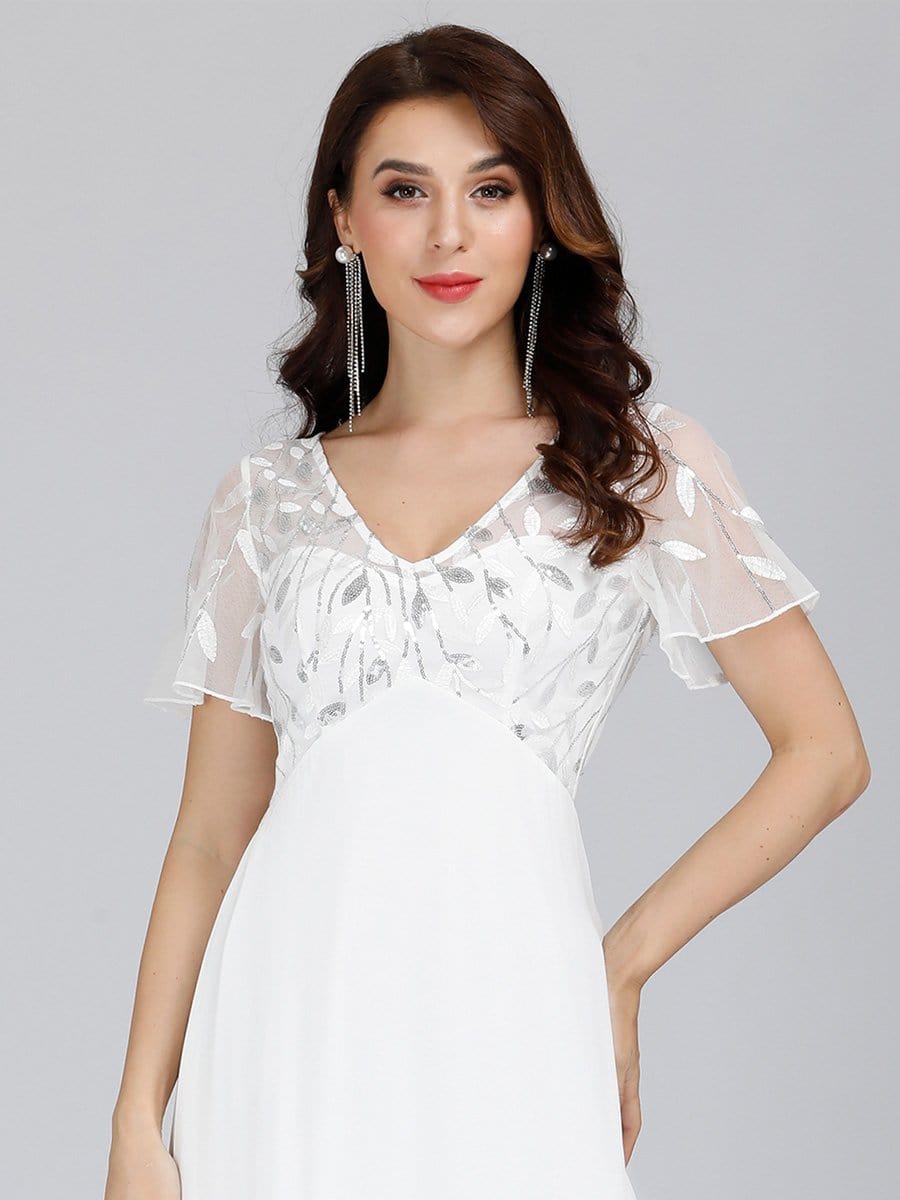 Elegant Floral Lace Evening Dress with Ruffle Sleeves