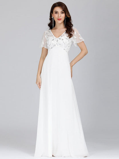 Elegant Floral Lace Evening Dress with Ruffle Sleeves