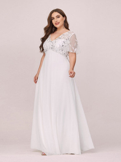 Elegant Floral Lace Evening Dress with Ruffle Sleeves