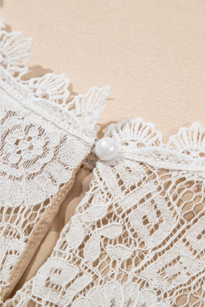 Elegant Floral Lace High Waist Chiffon Maxi Dress