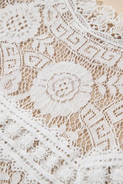 Elegant Floral Lace High Waist Chiffon Maxi Dress