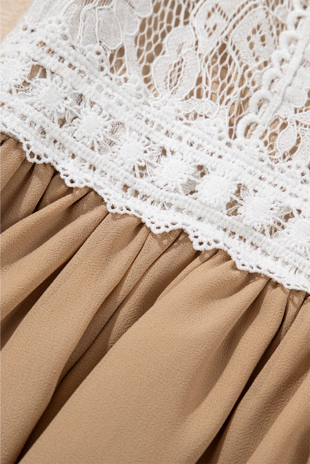 Elegant Floral Lace High Waist Chiffon Maxi Dress