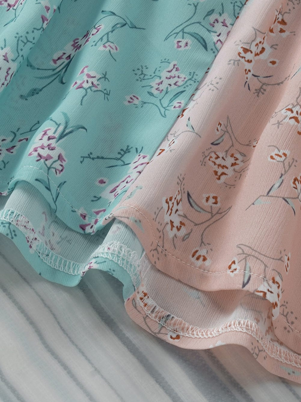 Elegant Floral Patchwork Maxi Skirt with Frilled Waistband