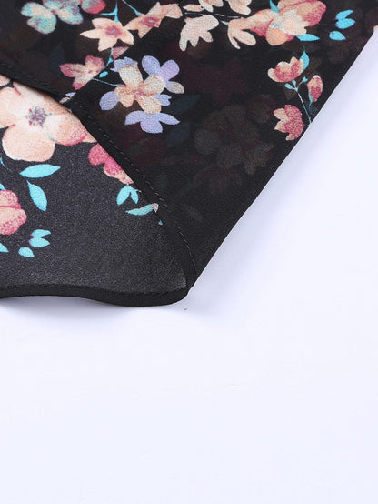 Elegant Floral Ruffled Chiffon Top