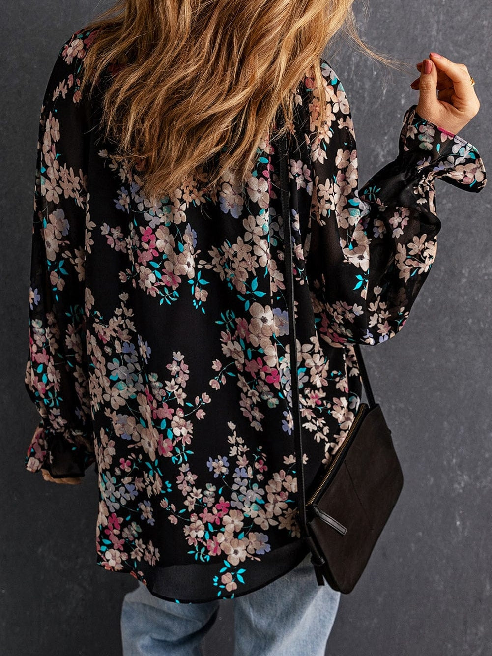 Elegant Floral Ruffled Chiffon Top