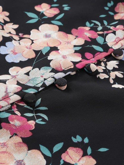 Elegant Floral Ruffled Chiffon Top