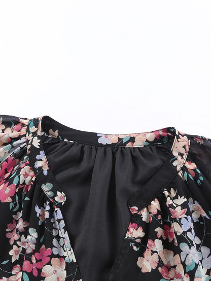 Elegant Floral Ruffled Chiffon Top