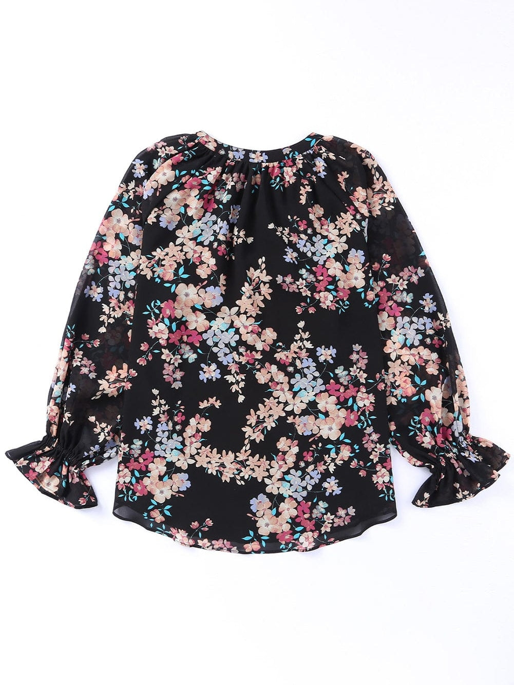 Elegant Floral Ruffled Chiffon Top