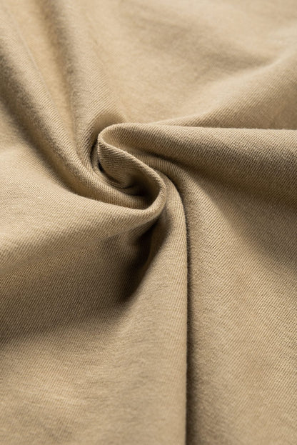 Elegant French Beige Lantern Sleeve Drop Shoulder Cotton Blouse