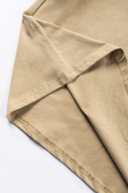 Elegant French Beige Lantern Sleeve Drop Shoulder Cotton Blouse