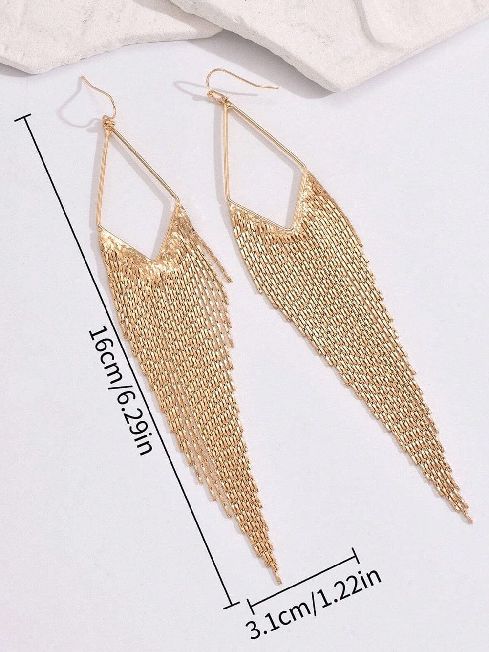 Elegant Gold Fringe Tassel Drop Earrings