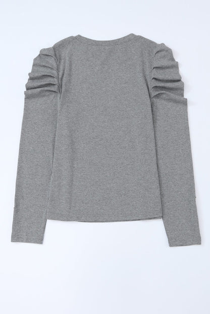 Elegant Gray Button Detail Sheath Top