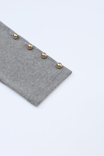 Elegant Gray Button Detail Sheath Top